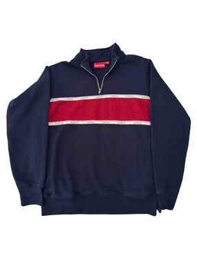 Supreme Tape Stripe Quarter Zip Sweater SS17 Season Size Medium VNDS